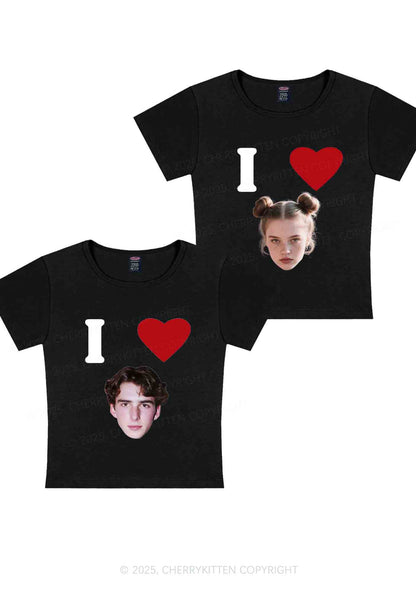I Love Custom Portrait Y2K Valentine's Day Baby Tee Cherrykitten