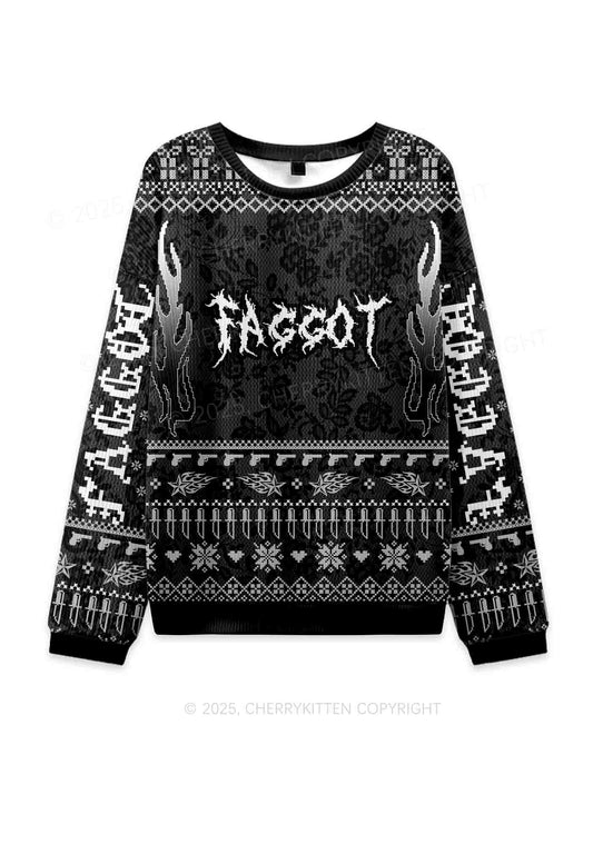 Punk Faggot Pride Y2K Knit Sweatshirt Cherrykitten
