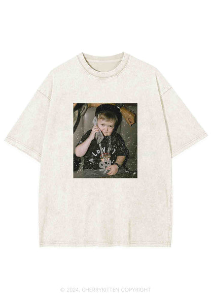 He Is Pretending To Call Y2K Washed Tee Cherrykitten