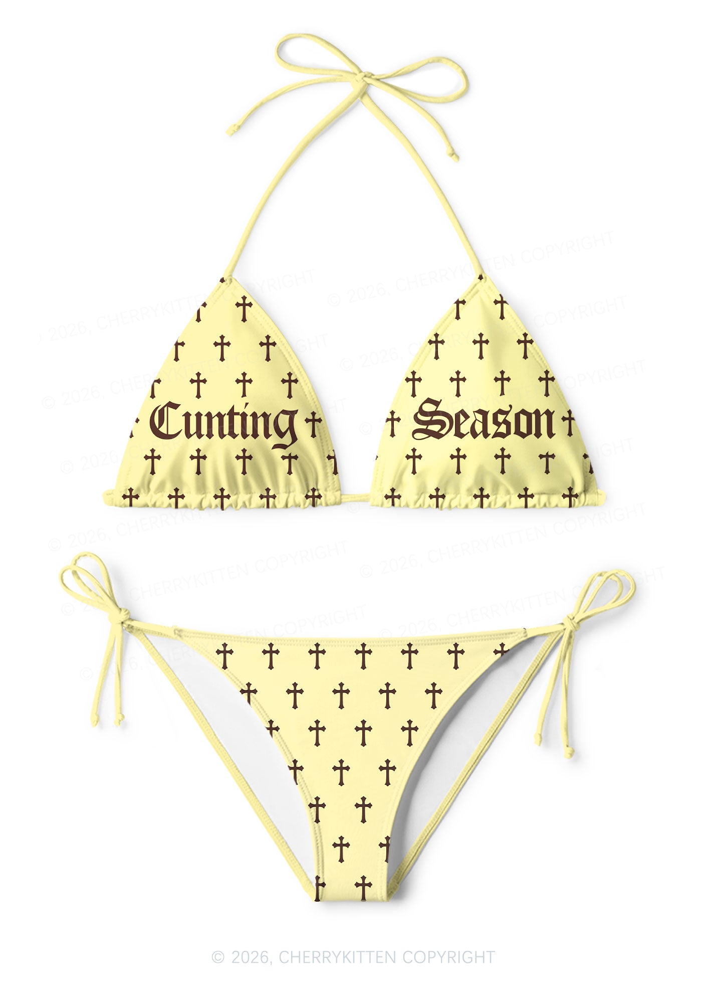 Cunting Season Cross Y2K Print Bikini Set Cherrykitten