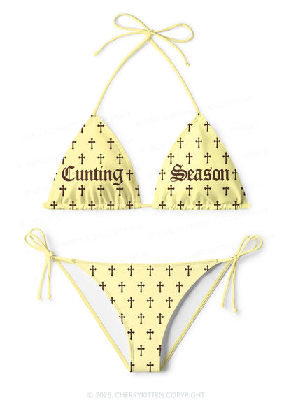 Cunting Season Cross Y2K Print Bikini Set Cherrykitten