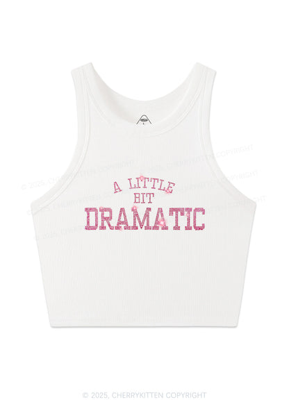 Rhinestone A Little Bit Dramatic Y2K Crop Tank Top Cherrykitten