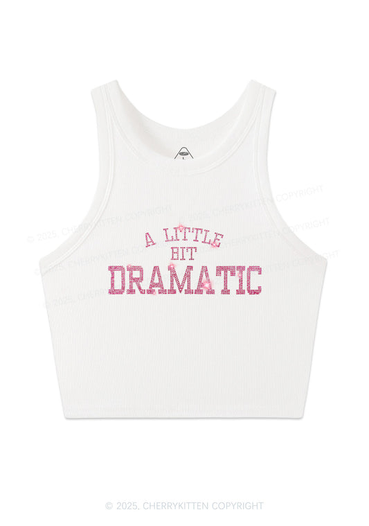 Rhinestone A Little Bit Dramatic Y2K Crop Tank Top Cherrykitten