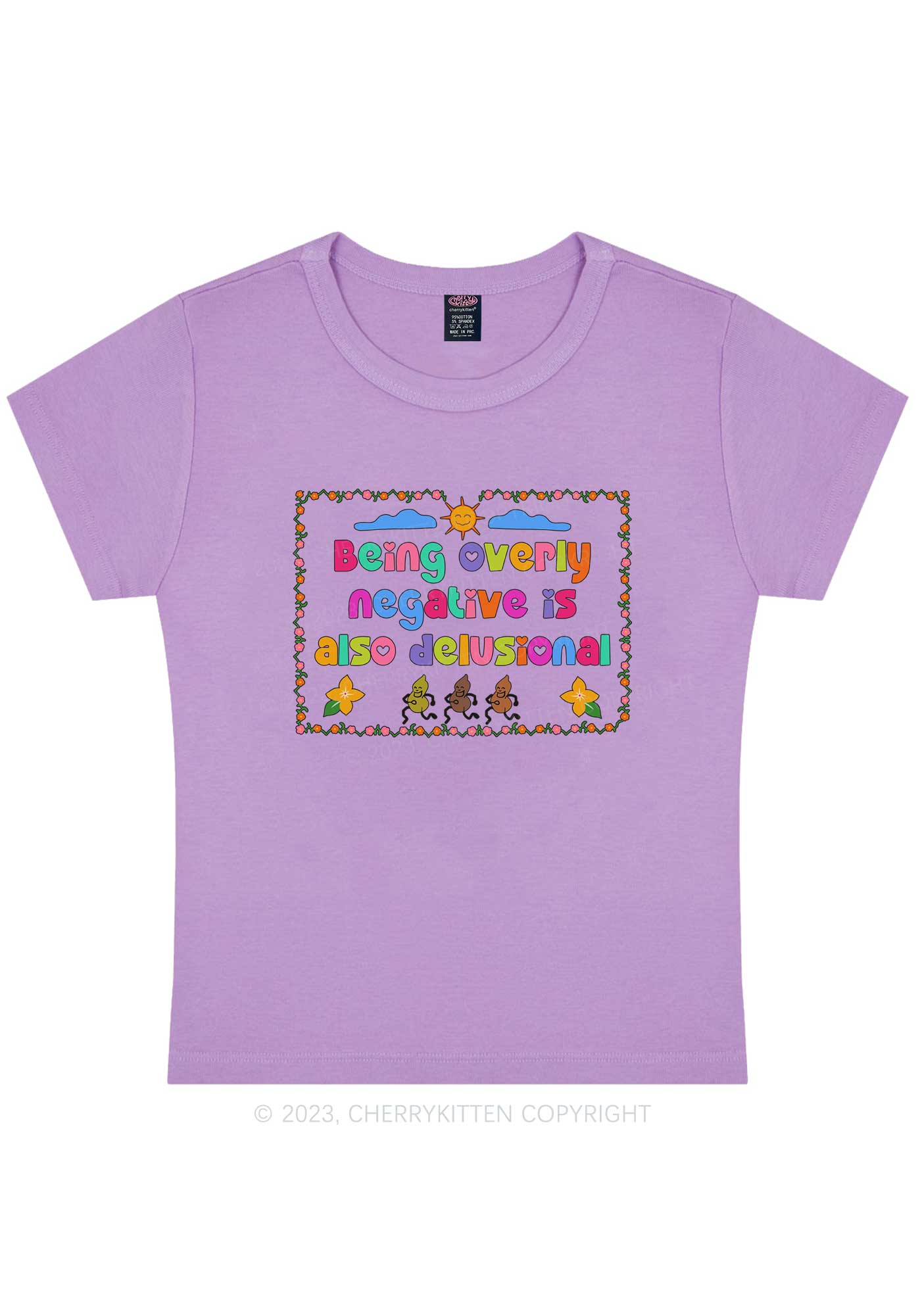 Curvy Negative Delusional Y2K Baby Tee Cherrykitten
