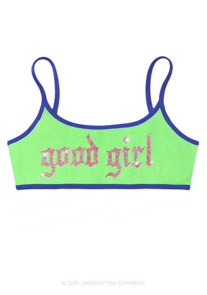 Rhinestone Good Girl Y2K Super Crop Cami Cherrykitten
