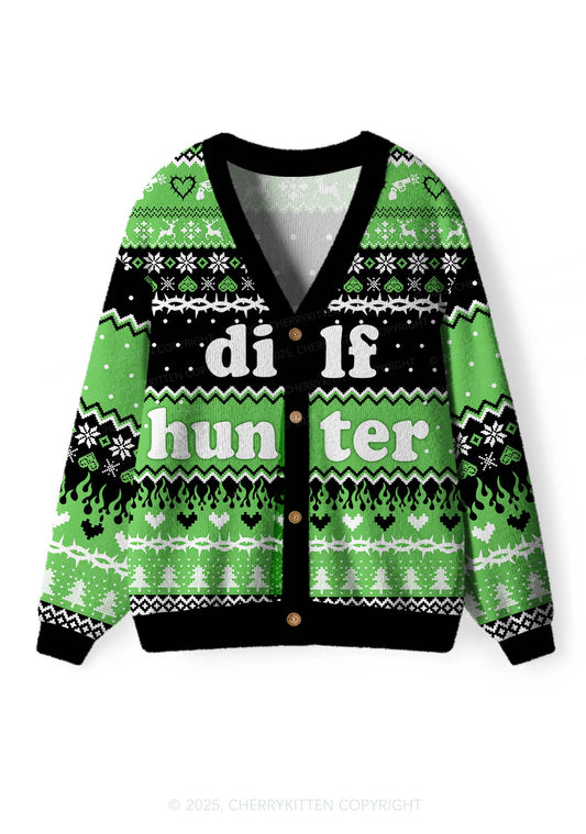 Green Hunter Y2K Christmas Cardigan Knit Sweatshirt Cherrykitten