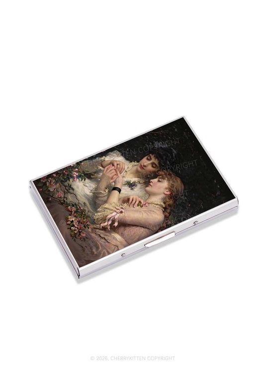 Vintage Victorian Women Art Pride Y2K Mirror Cigarette Case Cherrykitten