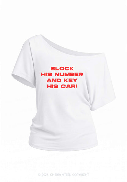 Block His Number Y2K Off Shoulder Tee Cherrykitten
