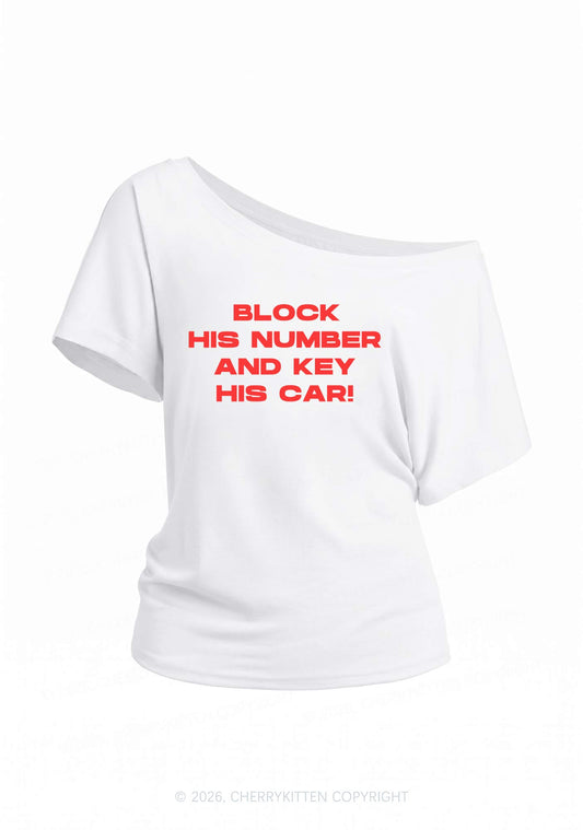Block His Number Y2K Off Shoulder Tee Cherrykitten