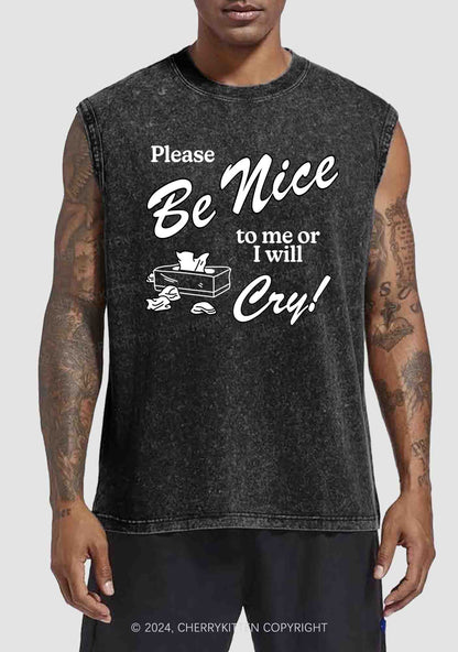 Please Be Nice To Me Or I Will Cry Y2K Washed Tank Cherrykitten