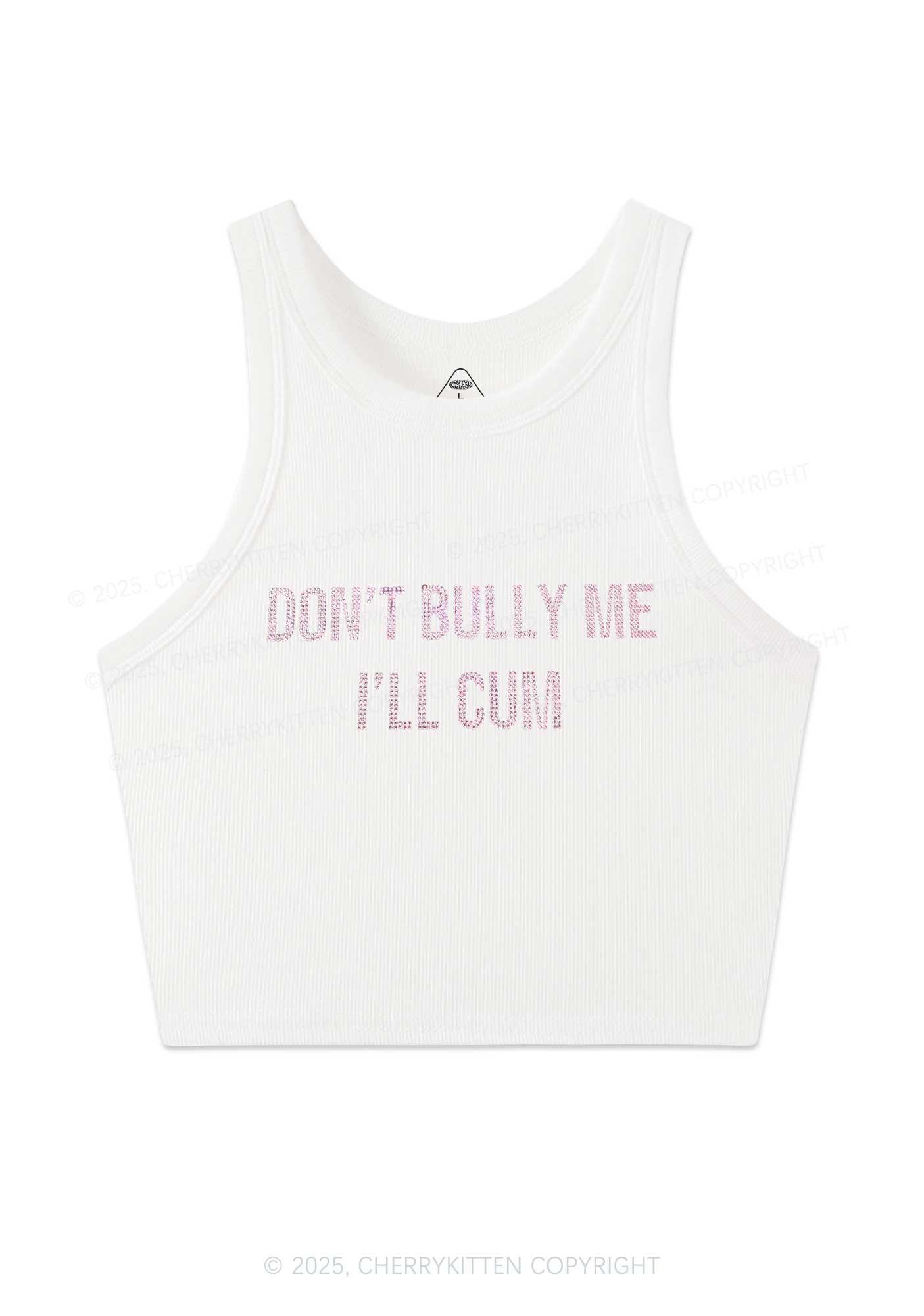 Rhinestone Dont Bully Me Y2K Crop Tank Top Cherrykitten