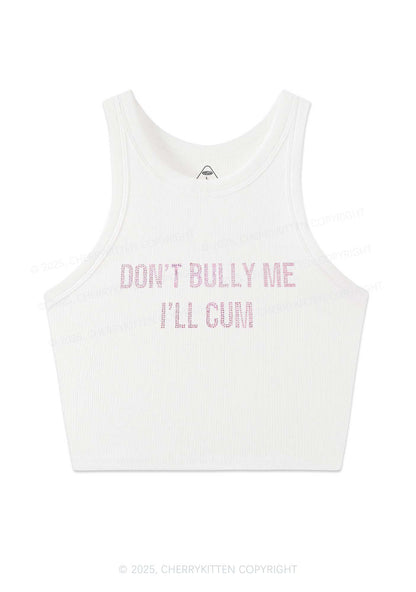 Rhinestone Dont Bully Me Y2K Crop Tank Top Cherrykitten