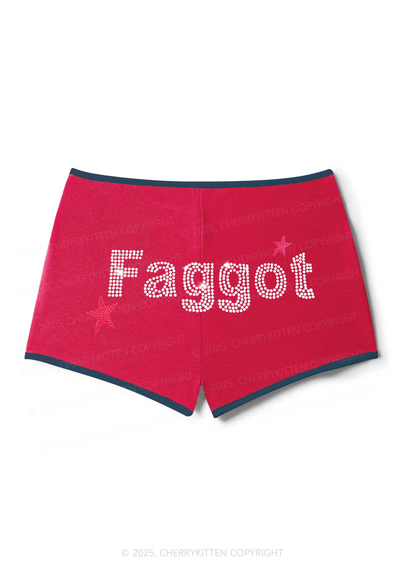 Rhinestone Faggot Pride Y2K Booty Shorts Cherrykitten