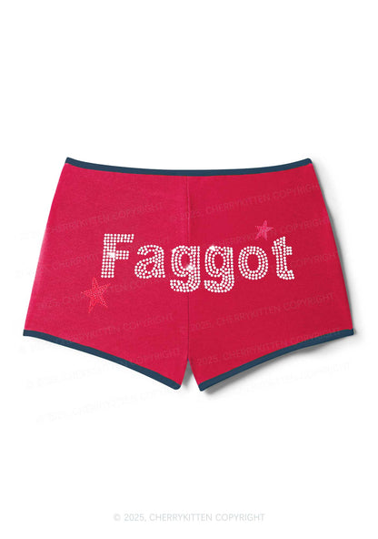 Rhinestone Faggot Pride Y2K Booty Shorts Cherrykitten