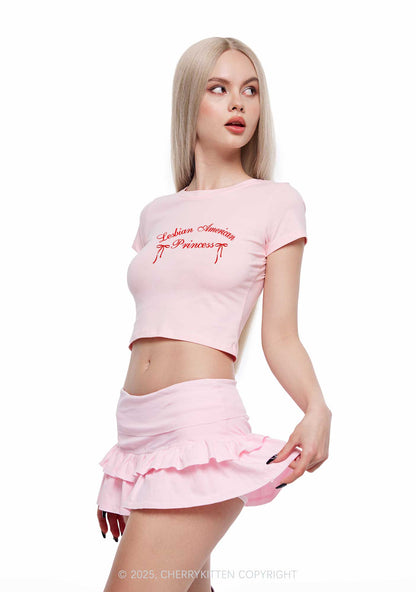 Lesbian American Princess Y2K Baby Tee Cherrykitten