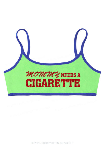 Glitter Mommy Needs A Cigarette Y2K Super Crop Cami Cherrykitten