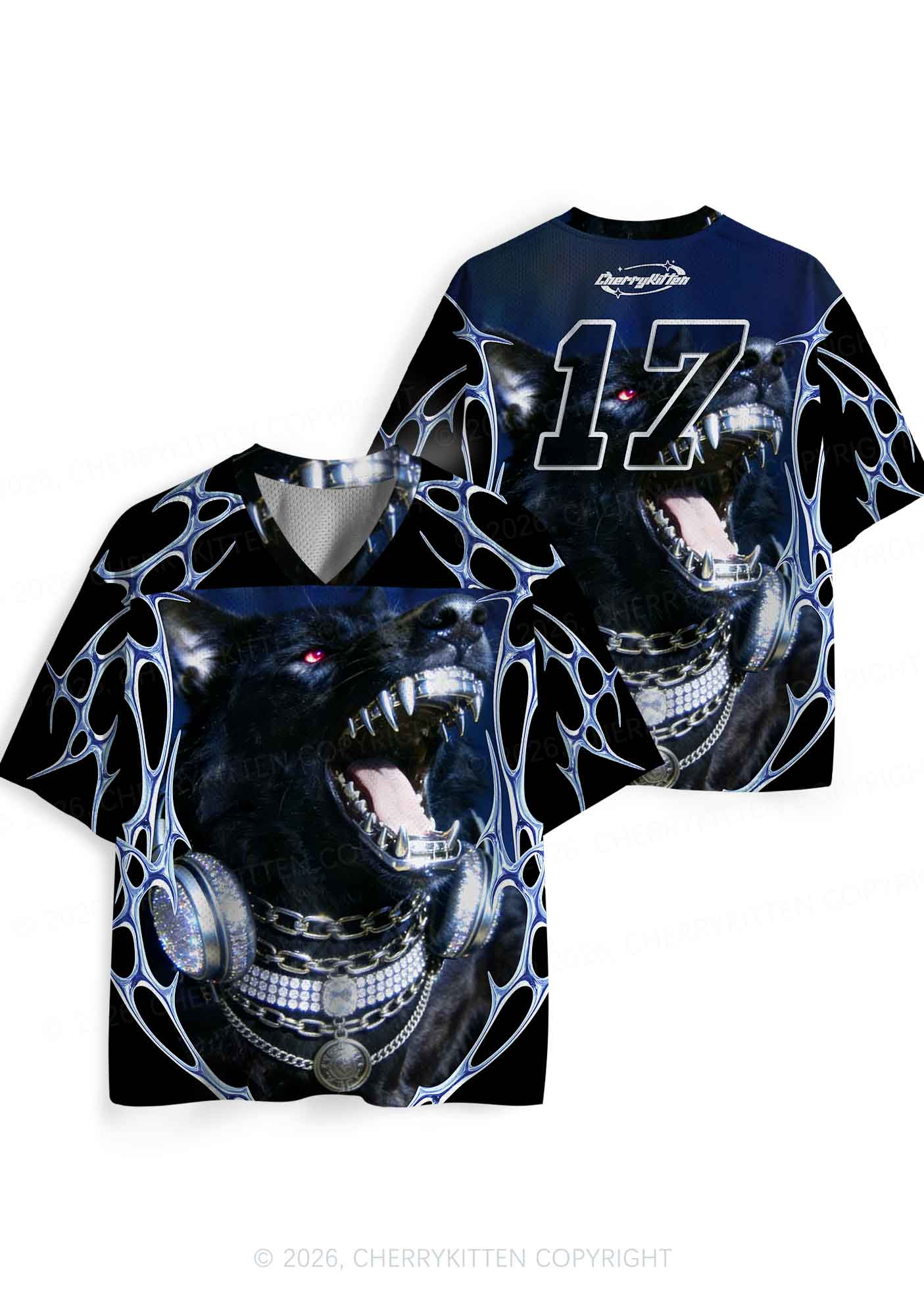 Black Wolf DJ Y2K Sport Jersey Shirts Cherrykitten