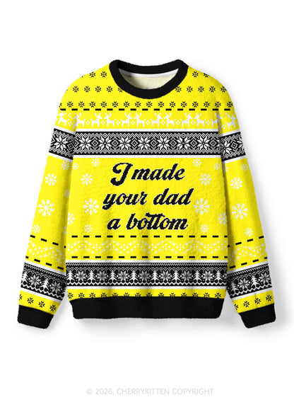 Made Your Dad Bottom Pride Y2K Christmas Knit Sweatshirt Cherrykitten