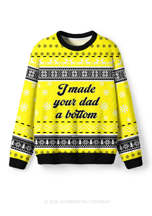 Made Your Dad Bottom Pride Y2K Christmas Knit Sweatshirt Cherrykitten