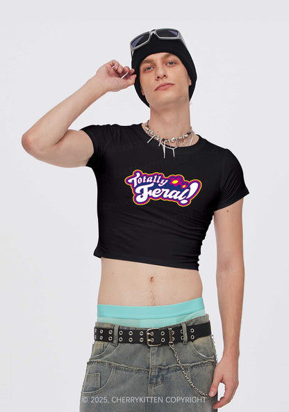 Totally Feral Y2K Baby Tee Cherrykitten