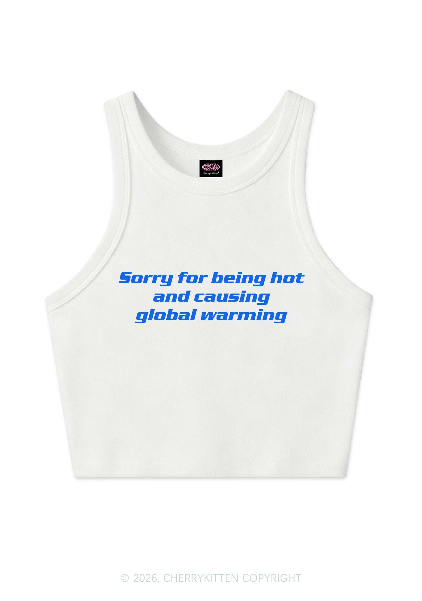 Sorry For Causing Global Warming Y2K Crop Tank Top Cherrykitten