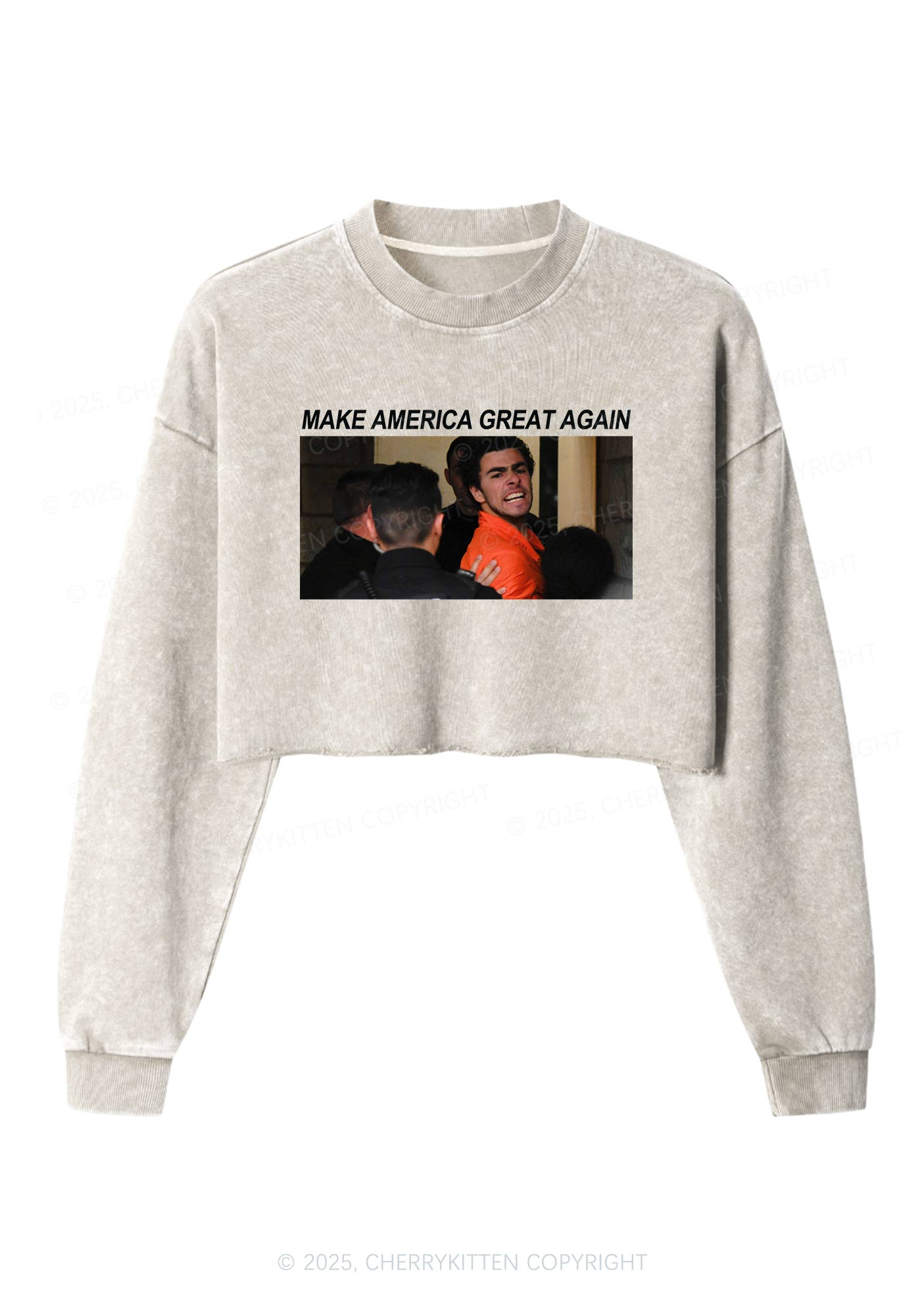 Luigi Yelling Y2K Crop Washed Sweatshirts Cherrykitten