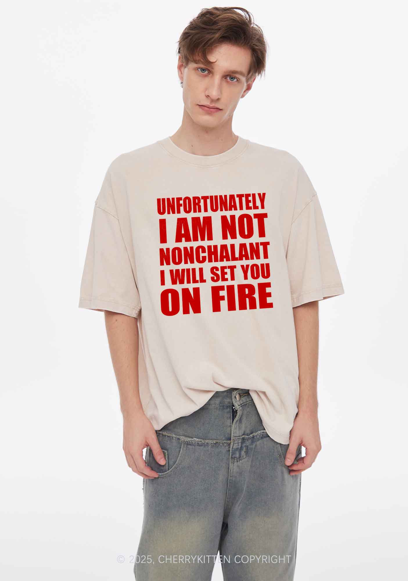 I Am Not On Fire Y2K Shirts Washed Tee Cherrykitten