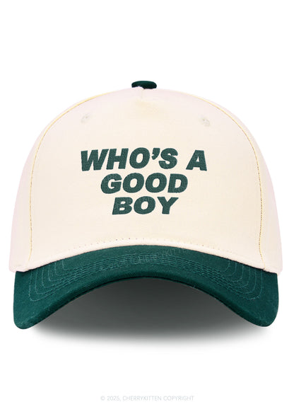 Embroidered Whos A Good Boy Y2K Color Block Baseball Cap Cherrykitten