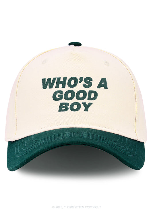 Embroidered Whos A Good Boy Y2K Color Block Baseball Cap Cherrykitten