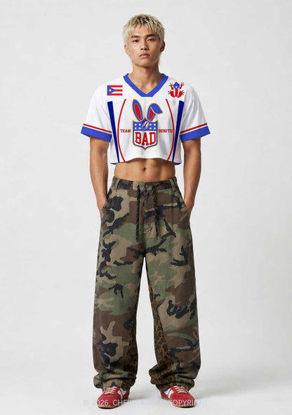 White Football Bunny Y2K Crop Sport Jersey Shirts Cherrykitten