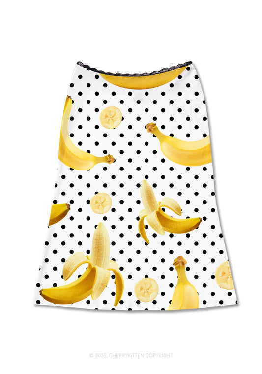 Yellow Banana Y2K Print Midi Skirt Cherrykitten