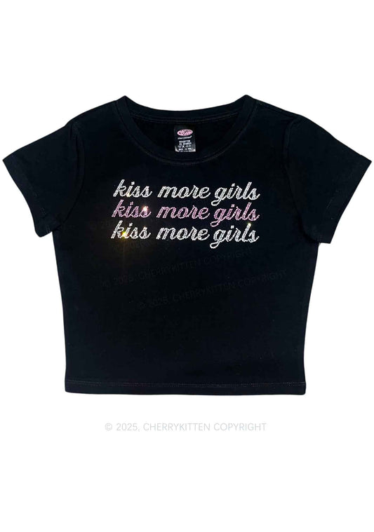 Rhinestone Kiss More Girls Pride Y2K Baby Tee Cherrykitten