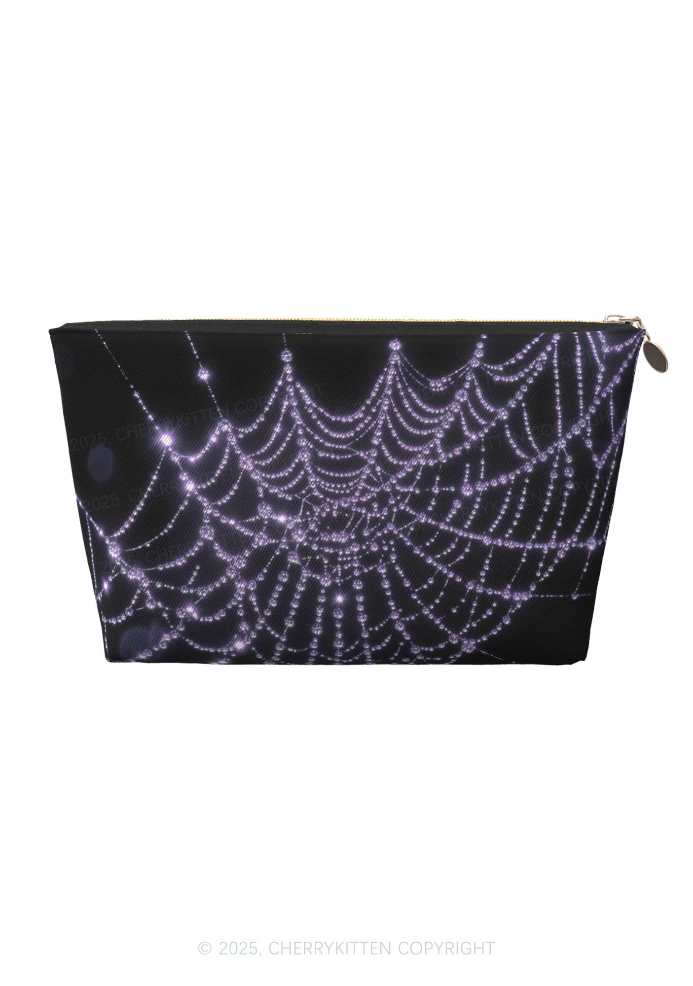 Glistening Spiderweb Y2K Leather Makeup Bag Cherrykitten