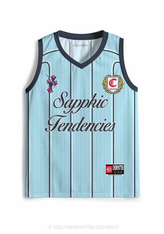Light Blue Sapphic Tendencies Pride Y2K Sport Jersey Tank Cherrykitten