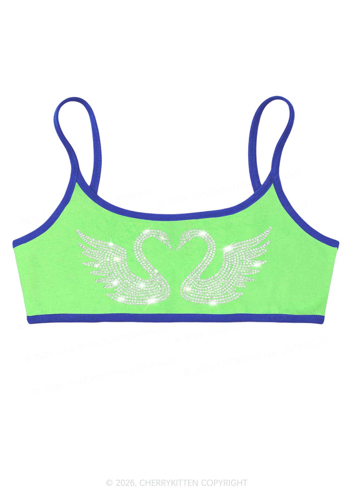 Rhinestone Swans Y2K Super Crop Cami Cherrykitten