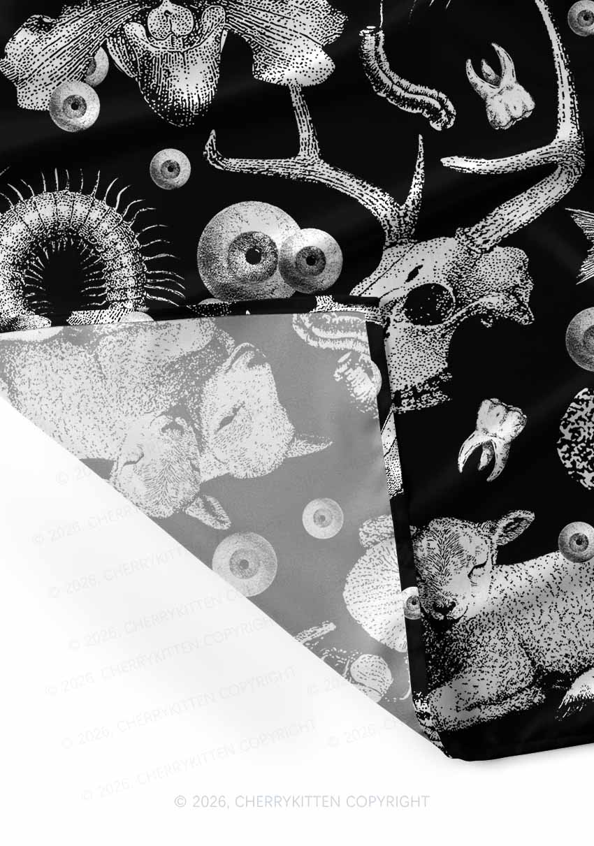 Halloween Goth Animal Bone Skull Y2K Print Square Bandana Cherrykitten
