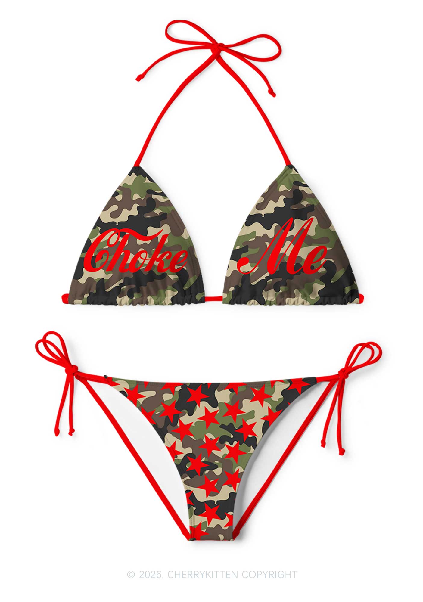 Choke Me Camouflage Y2K Print Bikini Set Cherrykitten