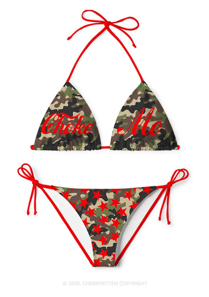 Choke Me Camouflage Y2K Print Bikini Set Cherrykitten