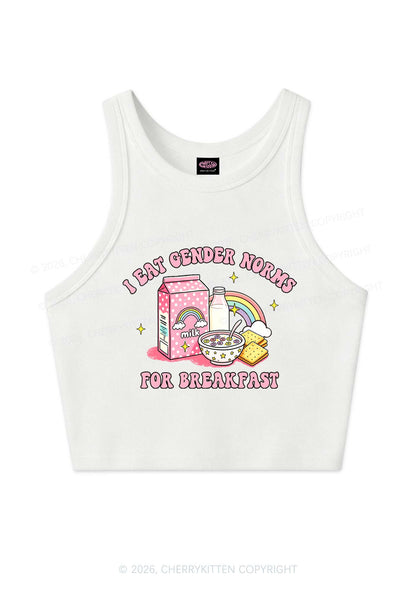 I Eat Gender Norms For Breakfast Pride Y2K Crop Tank Top Cherrykitten