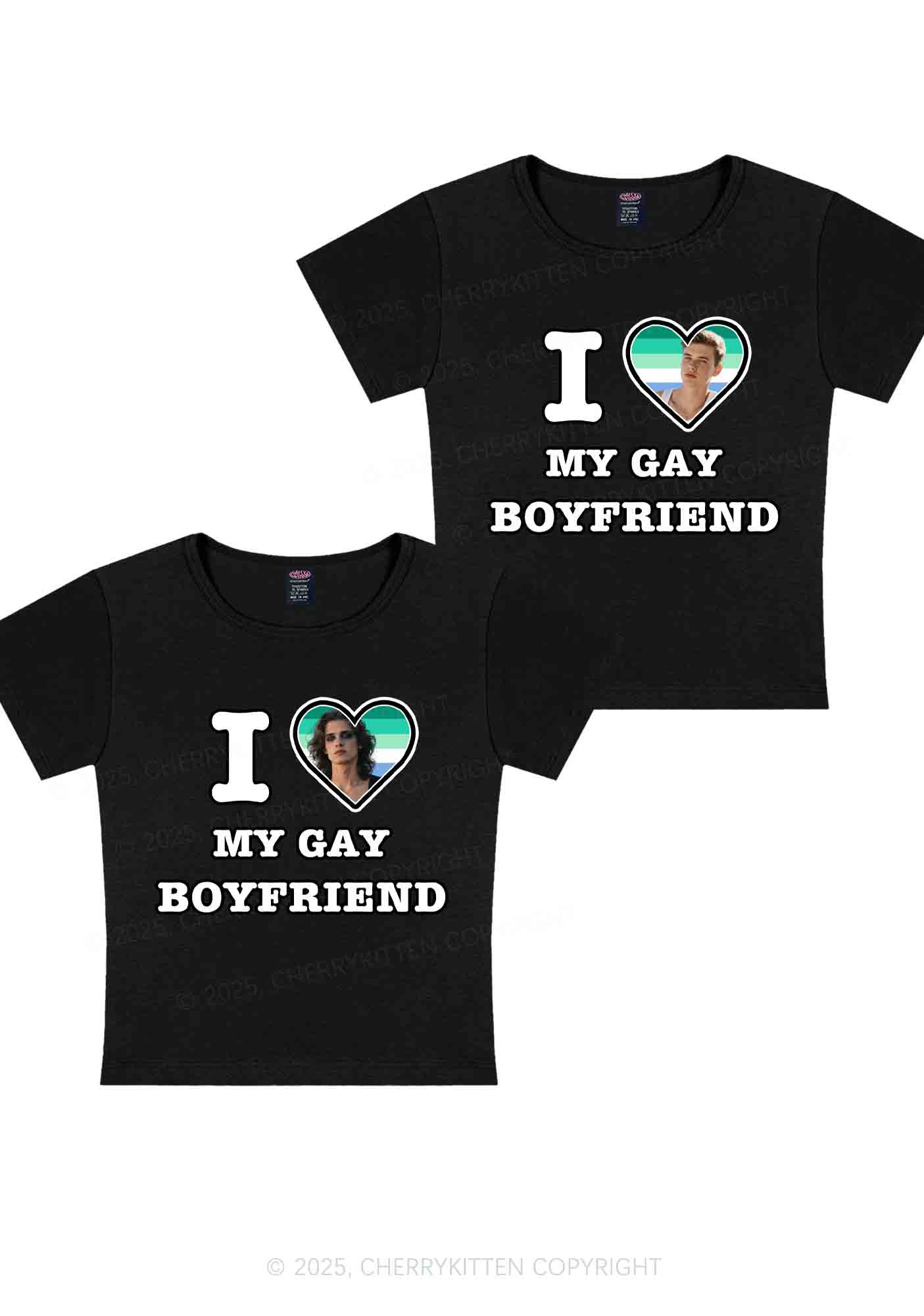 Custom My Gay BF Pride Y2K Valentine's Day Baby Tee Cherrykitten