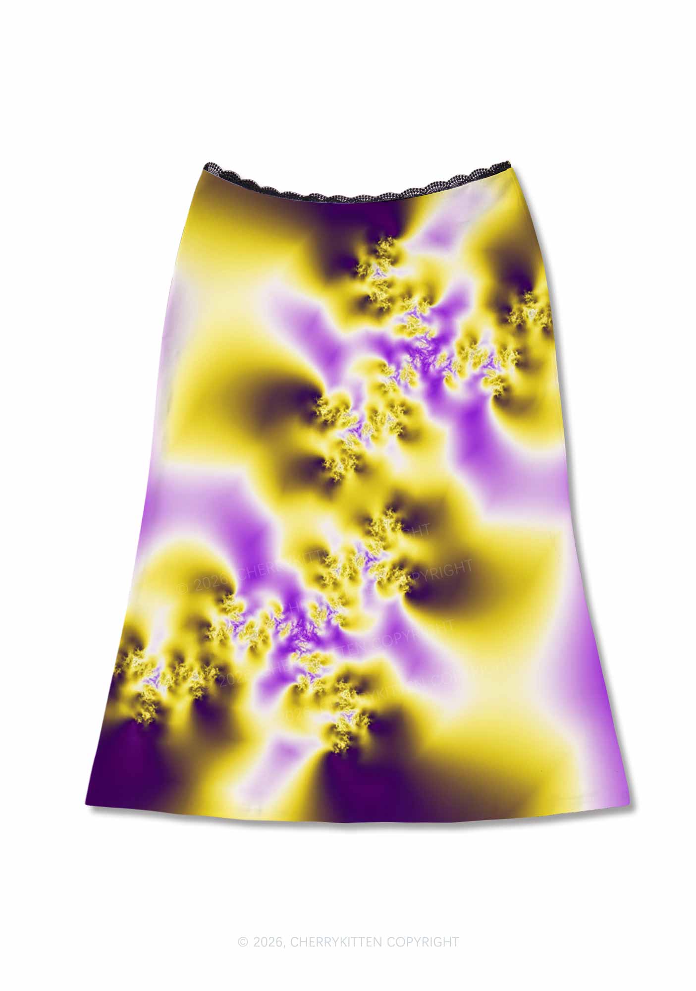Nonbinary Thermal Pride Y2K Print Midi Skirt Cherrykitten