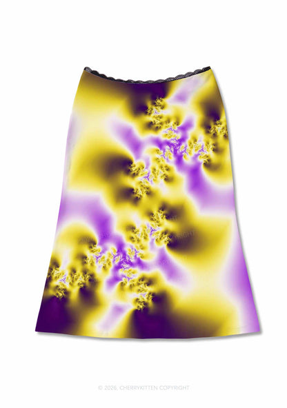 Nonbinary Thermal Pride Y2K Print Midi Skirt Cherrykitten
