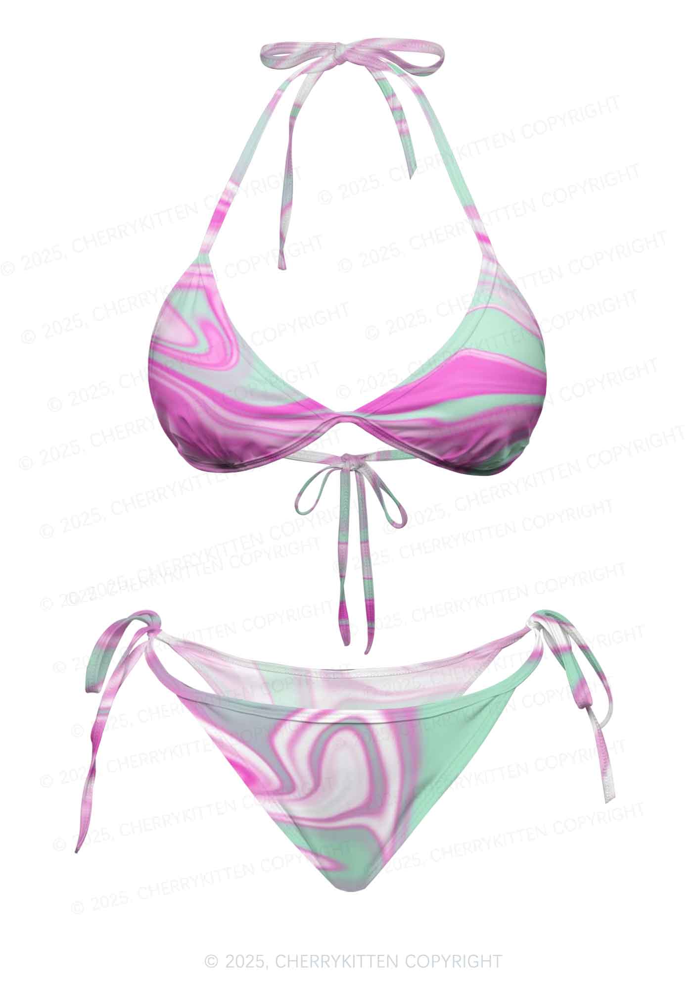 Fluid Waves Y2K Print Bikini Set Cherrykitten