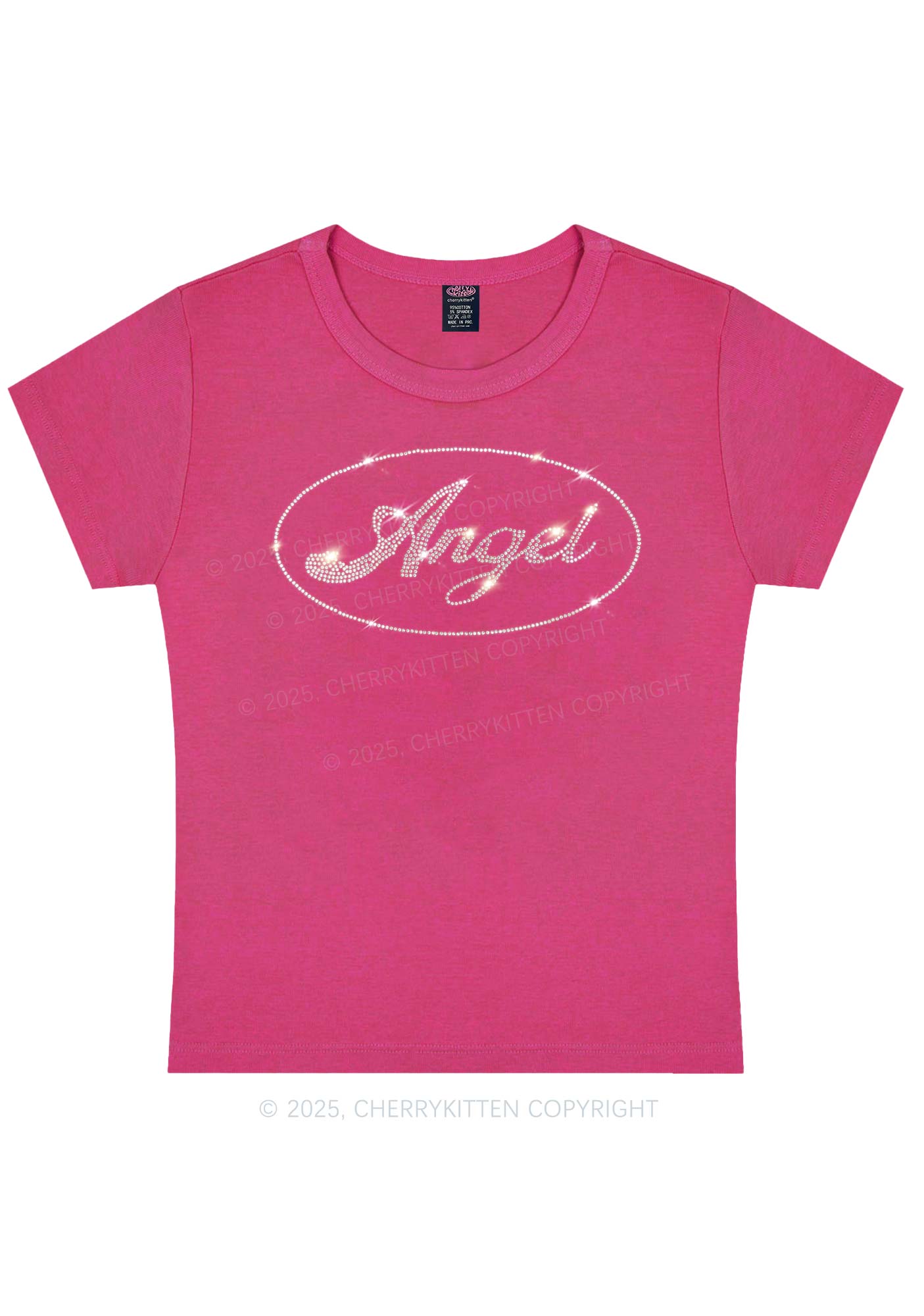 Rhinestone Angel Y2K Baby Tee Cherrykitten