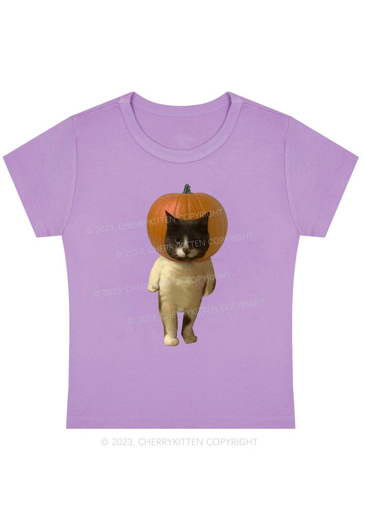 Pumpkin Head Cat Halloween Baby Tee Cherrykitten