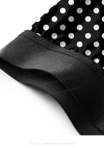 White Polka Dots On Black Valentine's Day Y2K Print Couples Boxer Thong Set Cherrykitten