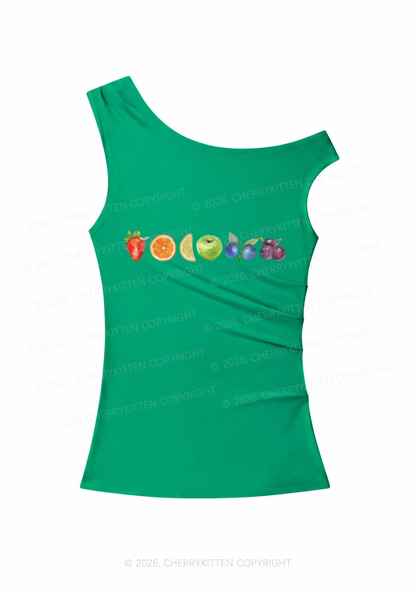 Six Fruity Pride Y2K Off Shoulder Tank Top Cherrykitten