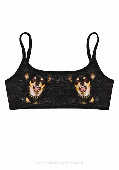 Growling Puppy Y2K Print Super Crop Cami Cherrykitten