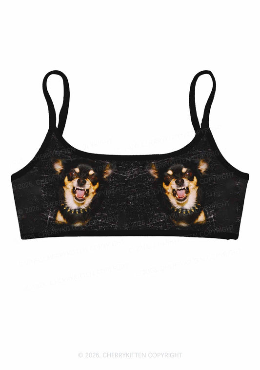 Growling Puppy Y2K Print Super Crop Cami Cherrykitten