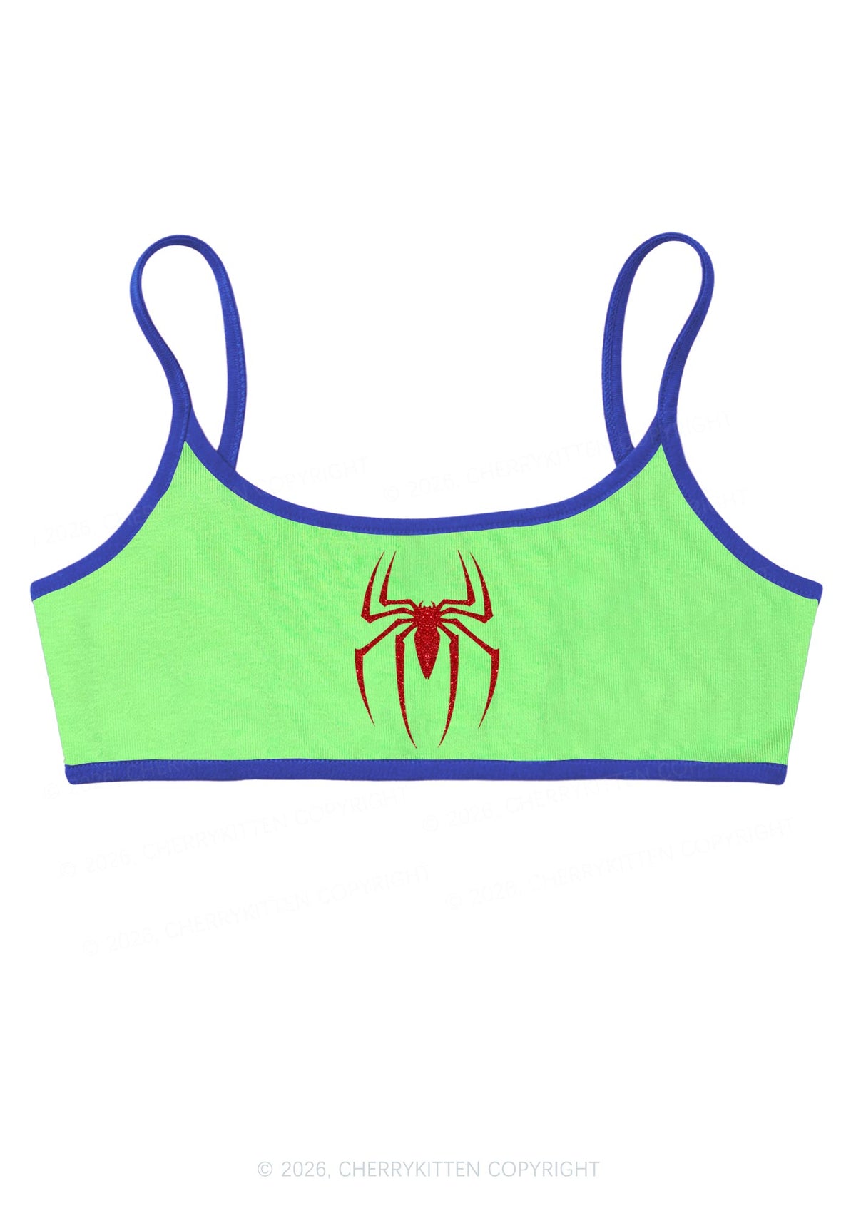 Glitter Spider Y2K Super Crop Cami Cherrykitten